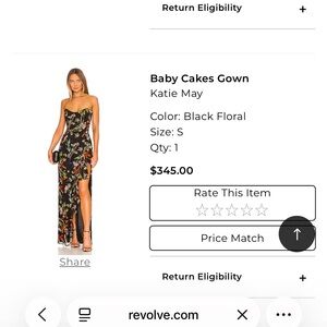 Katie May Black Floral Strapless Evening Gown